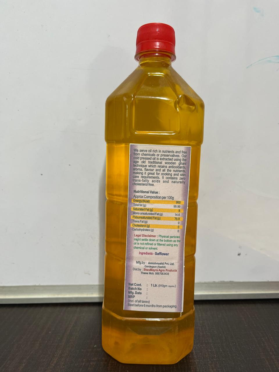 ShauMayra Cold-Pressed Safflower (Kardai) Oil – 100% Pure, Wooden Ghani Extracted, Chemical-Free Cooking Oil ShauMayra Cold-Pressed Safflower (Kardai) Oil – 100% Pure, Wooden Ghani Extracted, Chemical-Free Cooking Oil