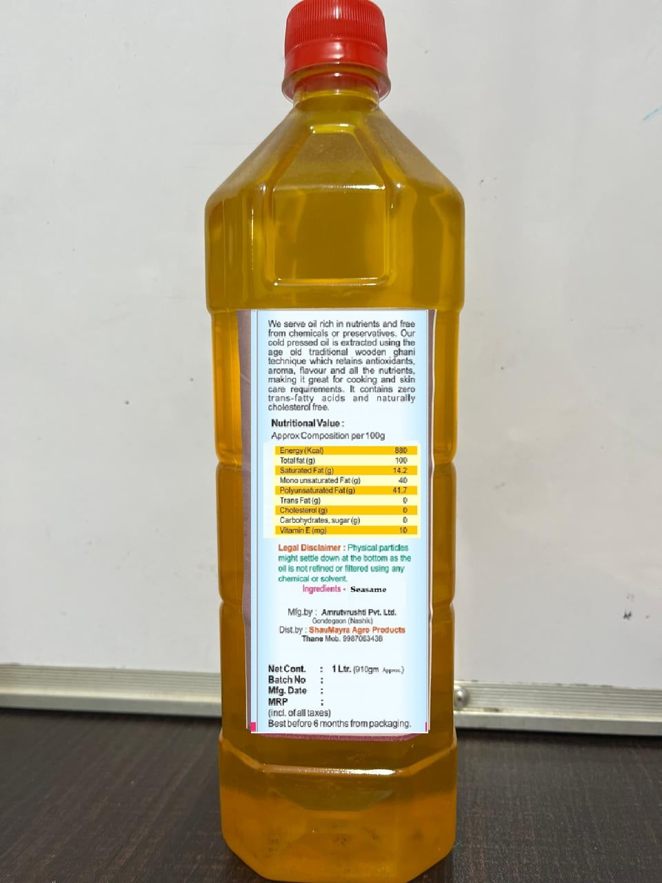 ShauMayra Wood Cold Pressed 1L Sesame Oil – 100% Pure & Natural ShauMayra Wood Cold Pressed 1L Sesame Oil – 100% Pure & Natural