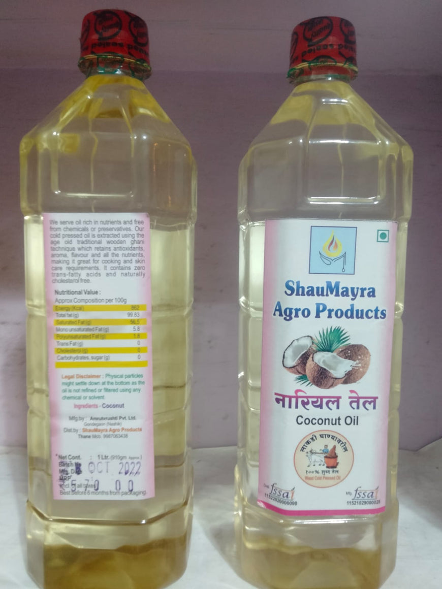 ShauMayra Cold-Pressed Coconut Oil – 100% Pure, Wooden Ghani Extracted, Chemical-Free Cooking Oil