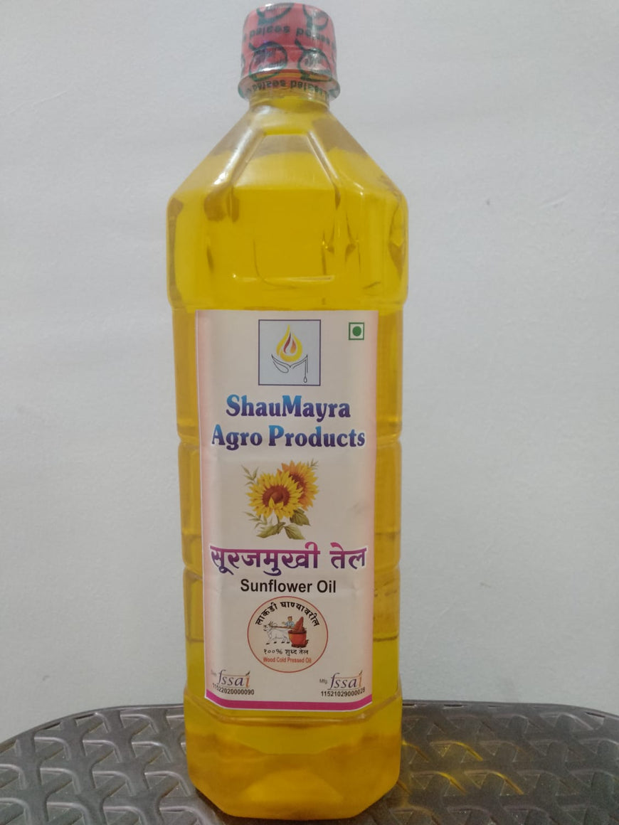 ShauMayra Cold-Pressed Sunflower Oil – 100% Pure, Wooden Ghani Extracted, Chemical-Free Cooking Oil