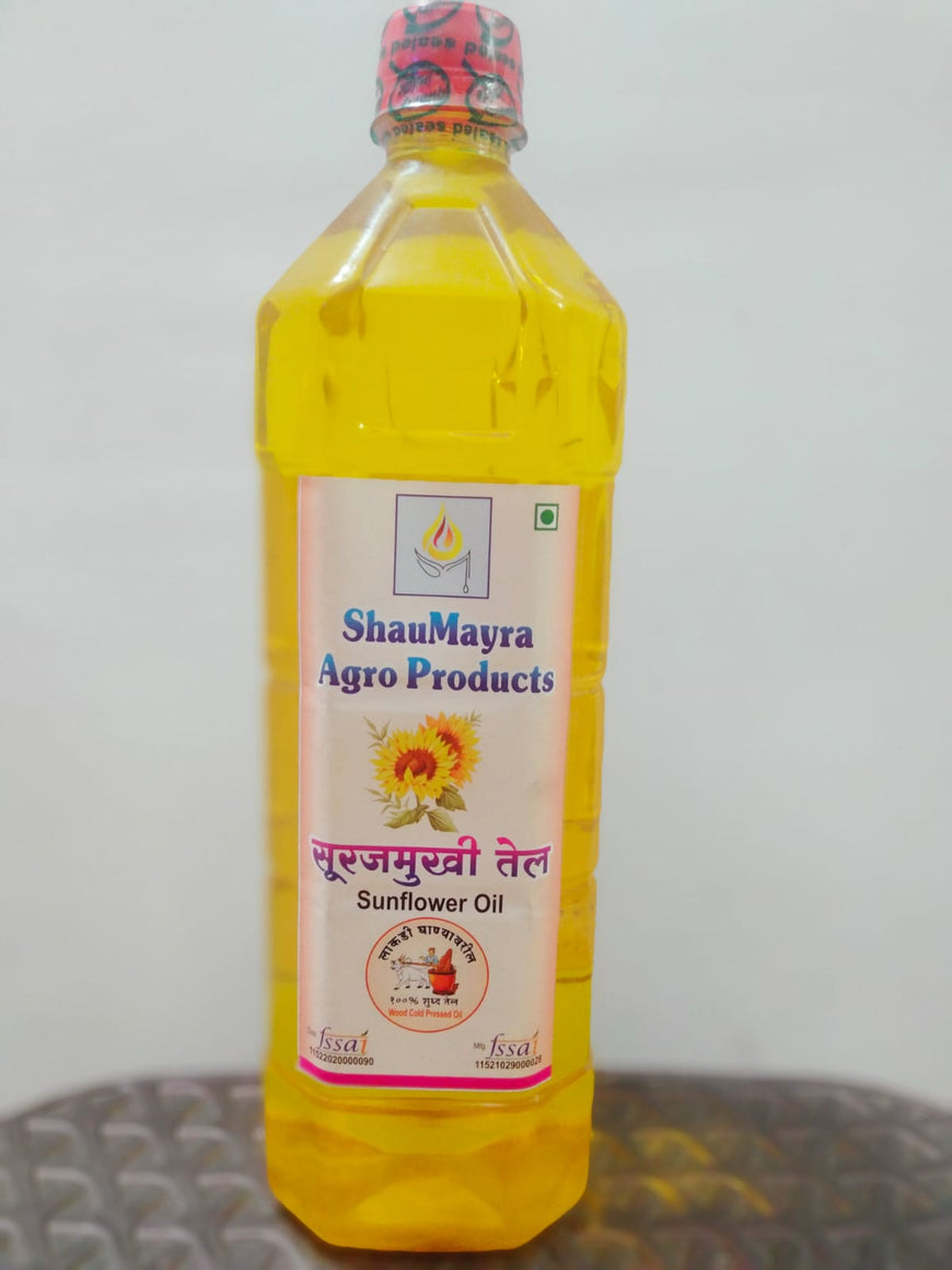 ShauMayra Cold-Pressed Sunflower Oil – 100% Pure, Wooden Ghani Extracted, Chemical-Free Cooking Oil