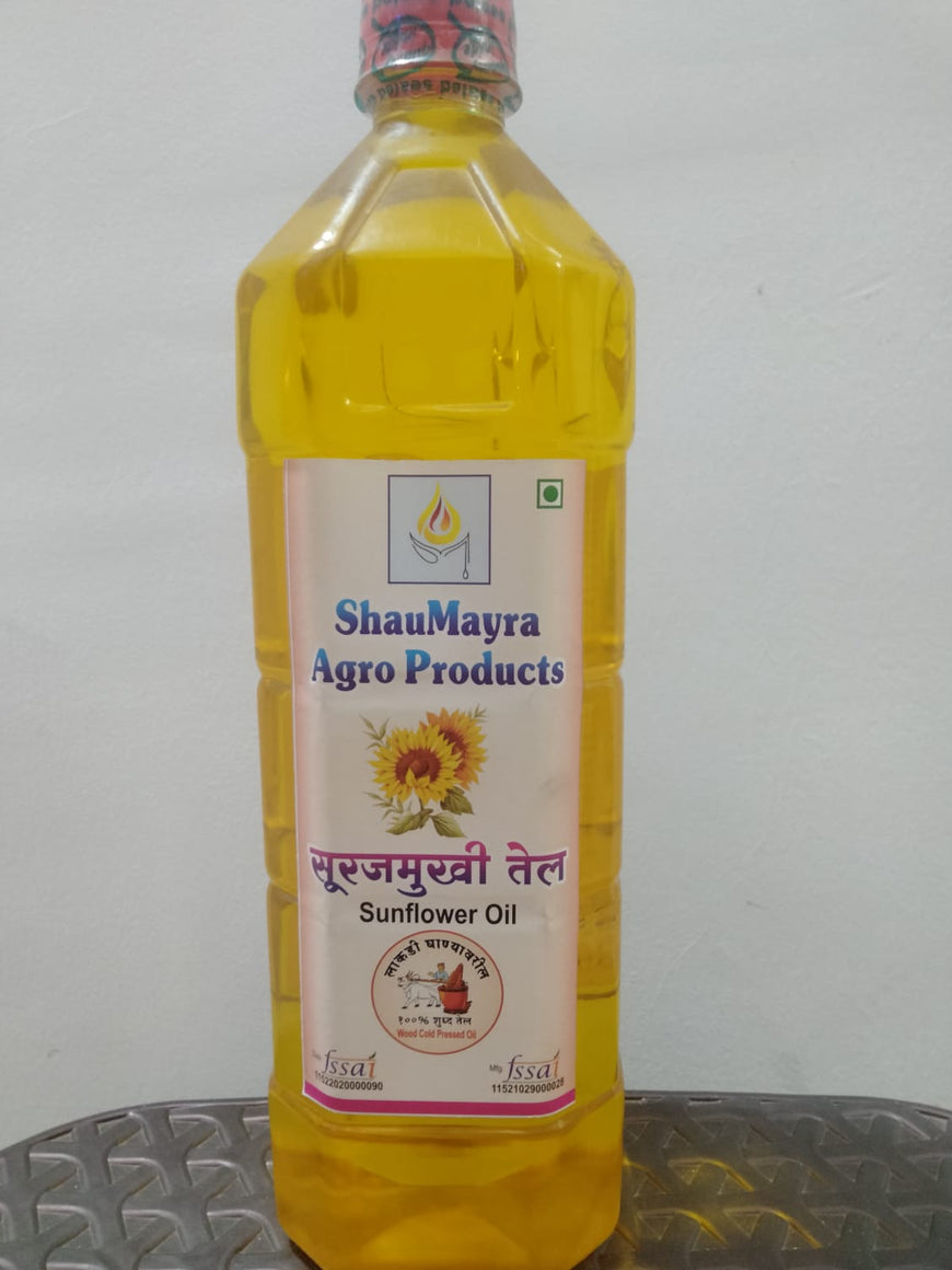 ShauMayra Cold-Pressed Sunflower Oil – 100% Pure, Wooden Ghani Extracted, Chemical-Free Cooking Oil