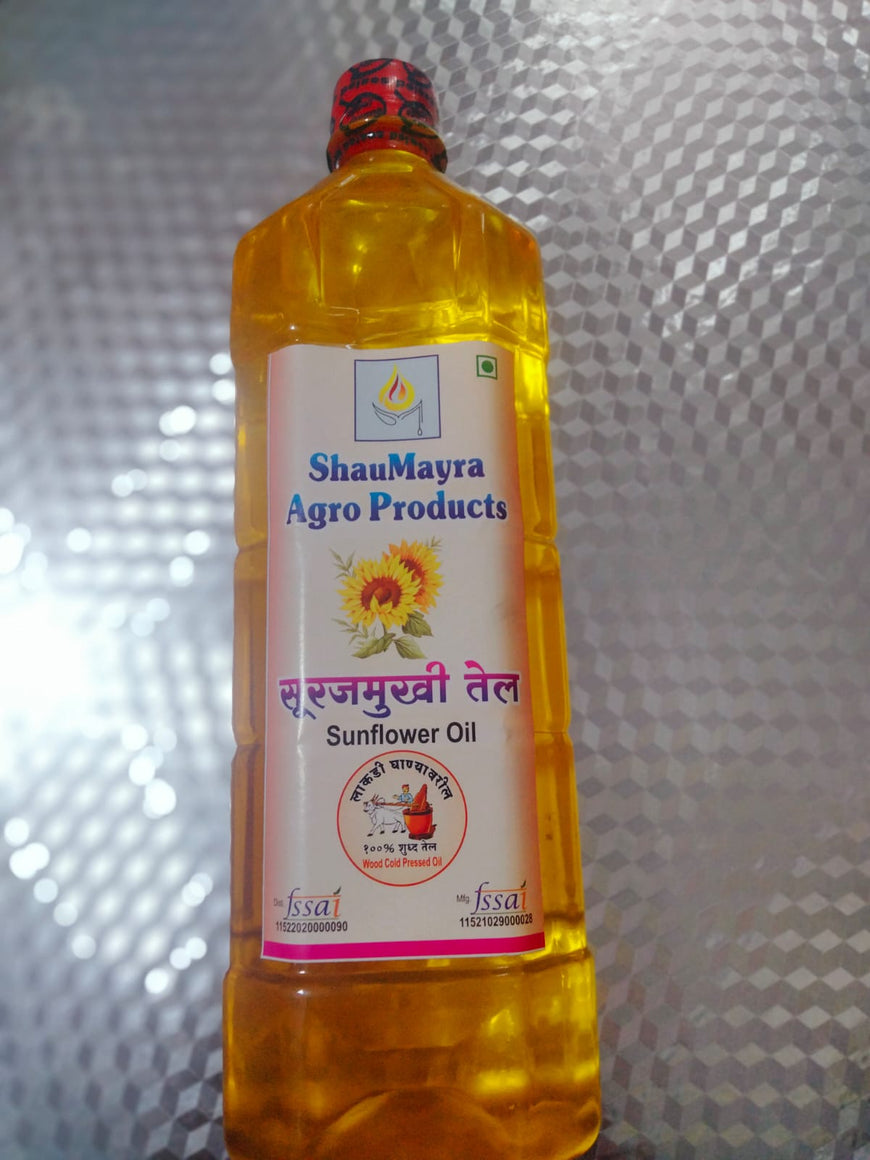 ShauMayra Cold-Pressed Sunflower Oil – 100% Pure, Wooden Ghani Extracted, Chemical-Free Cooking Oil