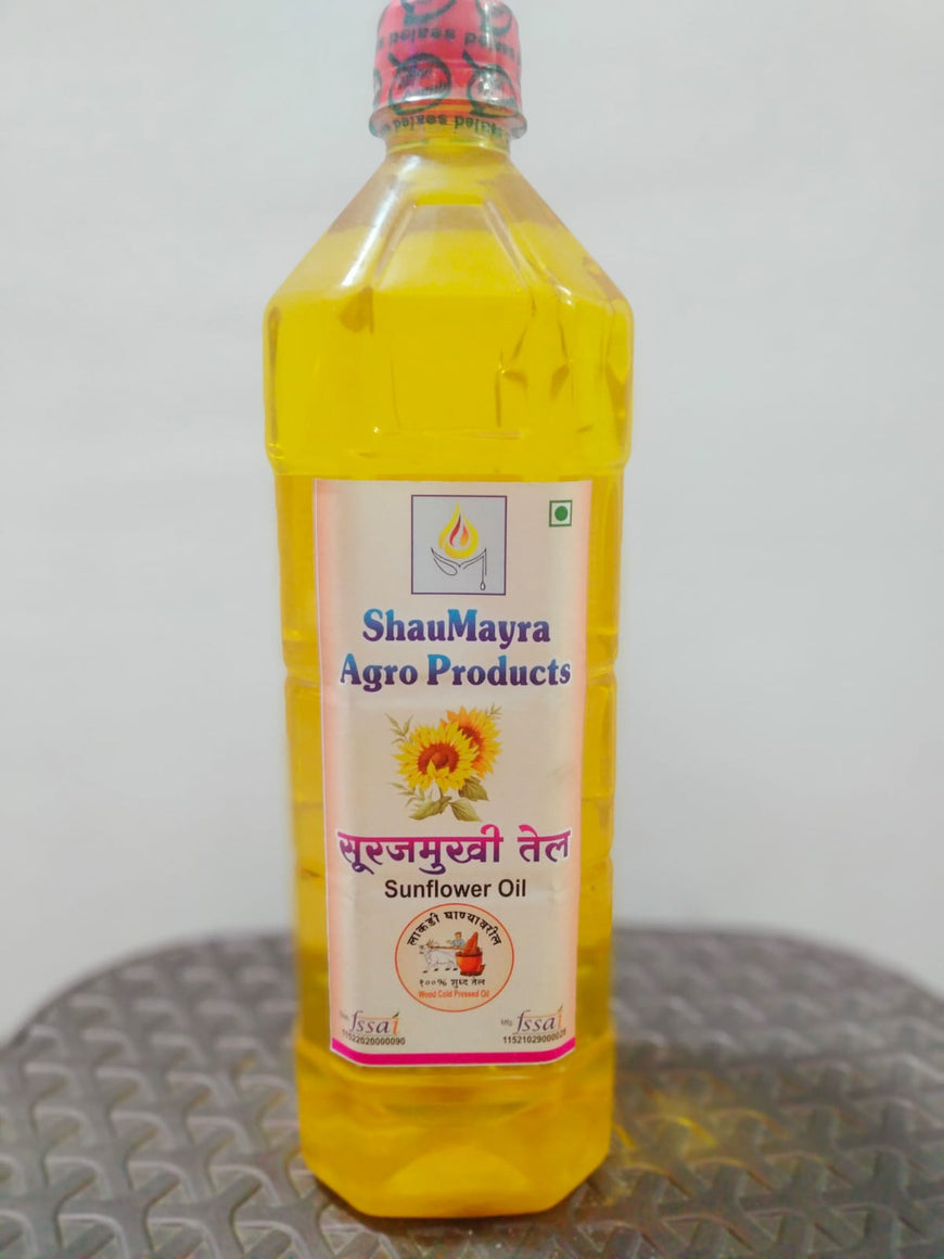 ShauMayra Cold-Pressed Sunflower Oil – 100% Pure, Wooden Ghani Extracted, Chemical-Free Cooking Oil