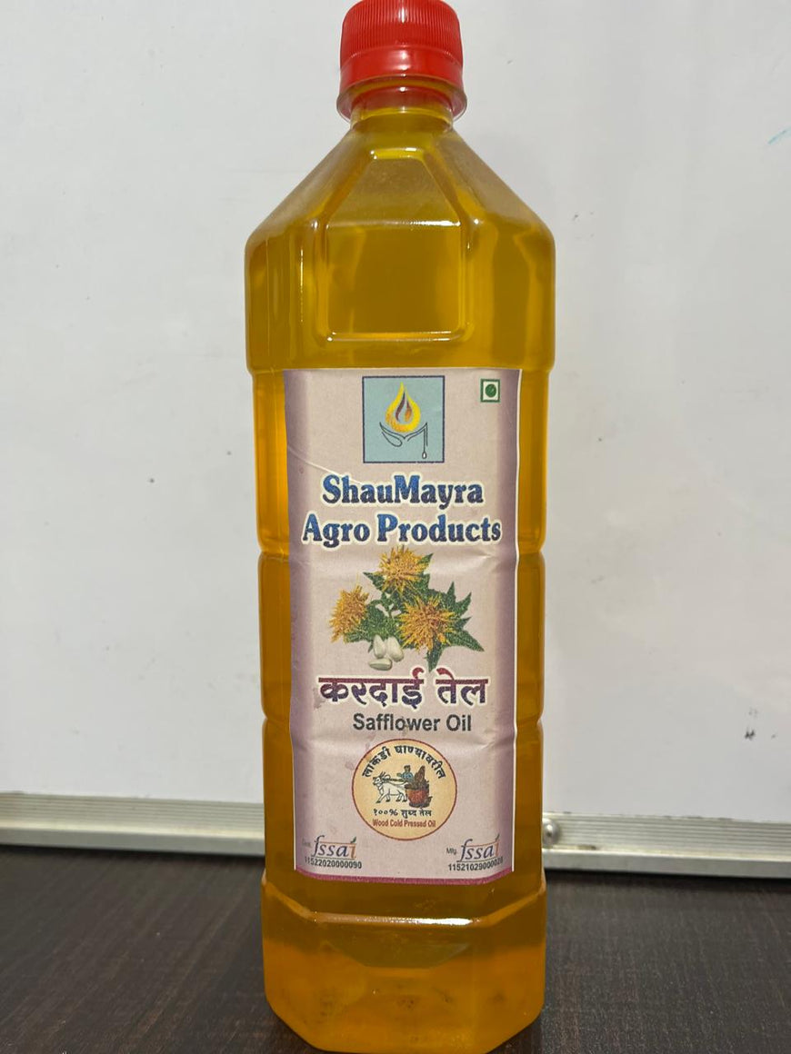 ShauMayra Cold-Pressed Safflower (Kardai)  Oil – 100% Pure, Wooden Ghani Extracted, Chemical-Free Cooking Oil