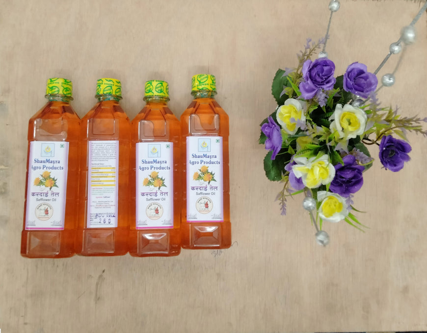 ShauMayra Cold-Pressed Safflower (Kardai)  Oil – 100% Pure, Wooden Ghani Extracted, Chemical-Free Cooking Oil